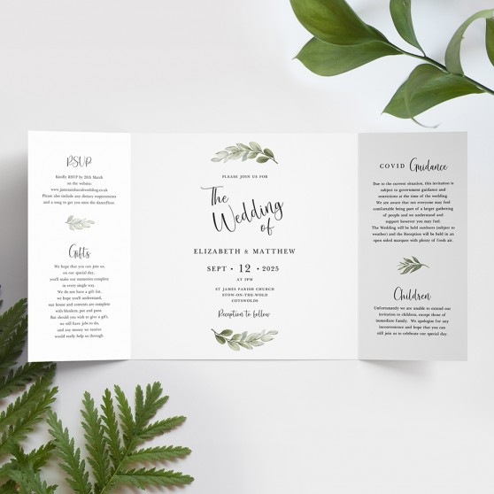 'Tuscany' Printed Gatefold Wedding Invitation