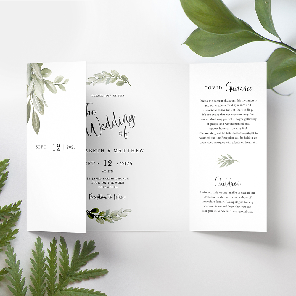 'Tuscany' Printed Gatefold Wedding Invitation Sample