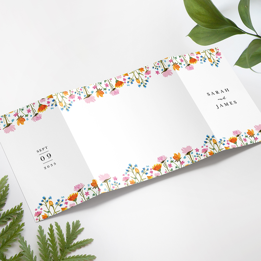 'Wild Floral' Printed Gatefold Wedding Invitation Sample