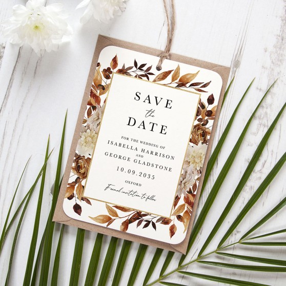 'Autumn Garden AG10' Tag Save the Date Sample