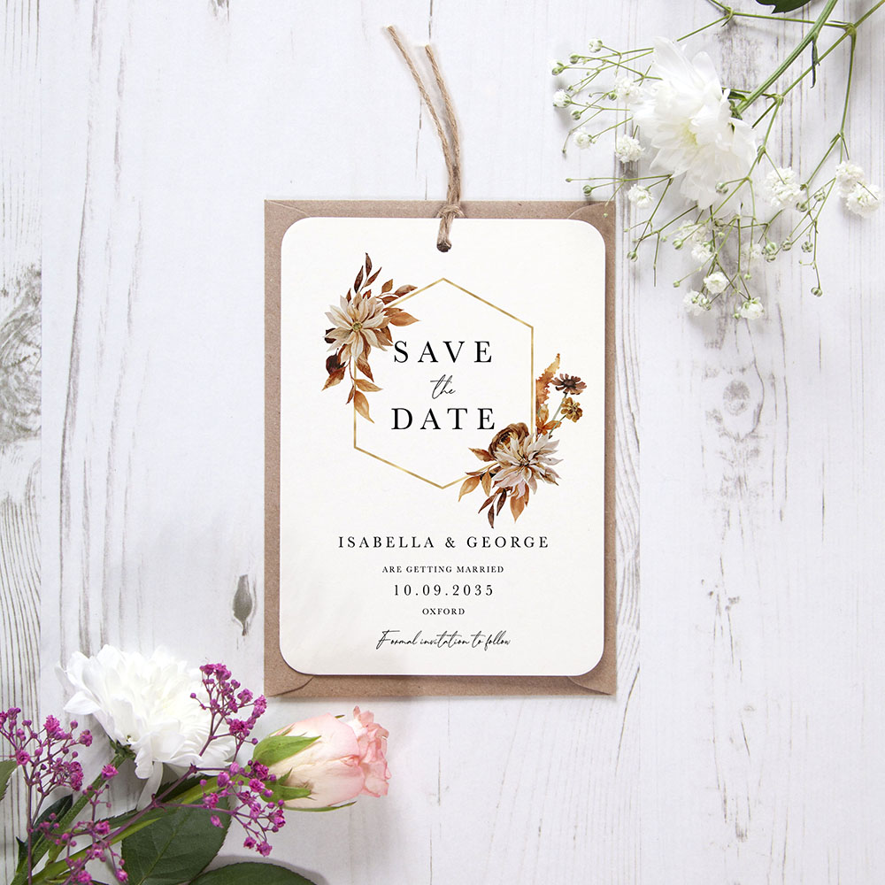 'Autumn Garden AG11' Tag Save the Date Sample