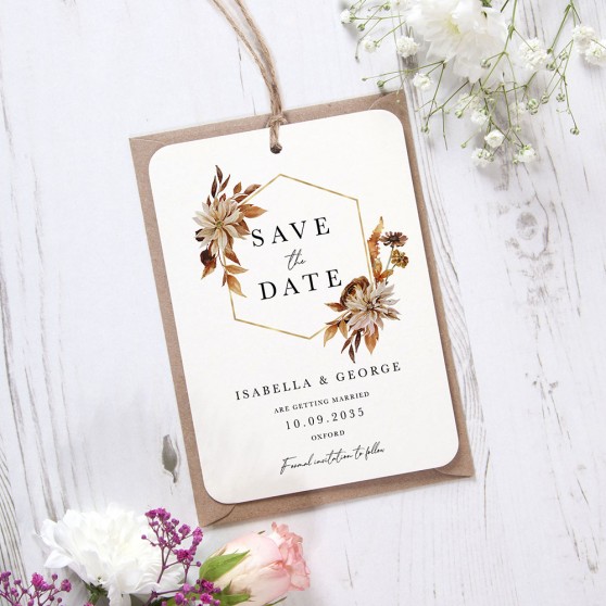 'Autumn Garden AG11' Tag Save the Date Sample