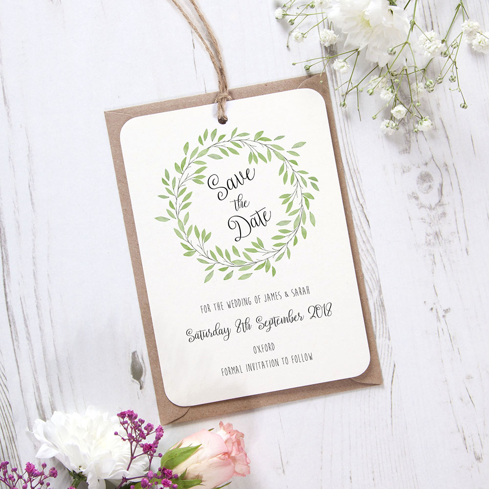 'Autumn Green' Save the Date Tag