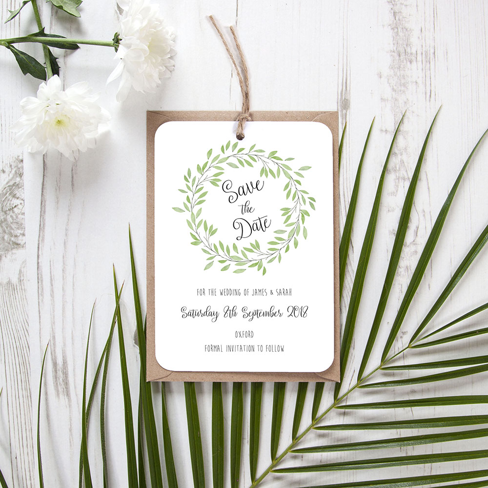 'Autumn Green' Save the Date Tag