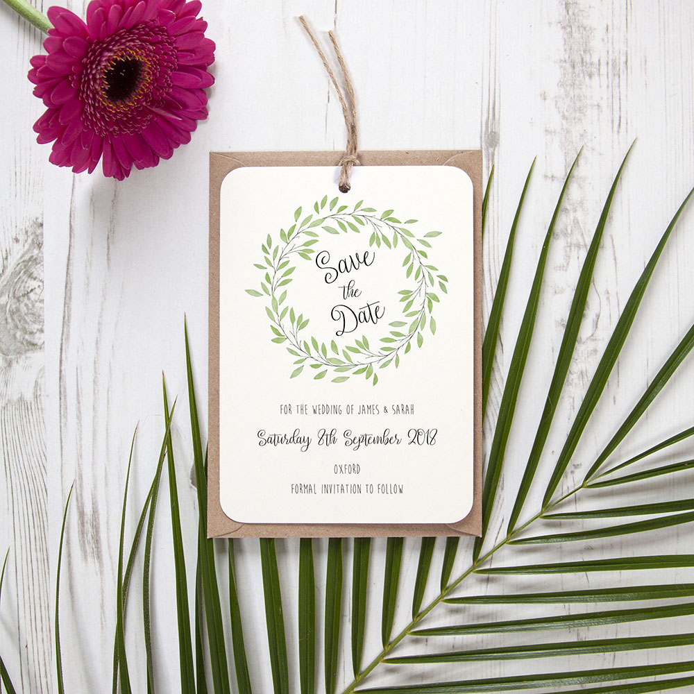 'Autumn Green' Save the Date Tag