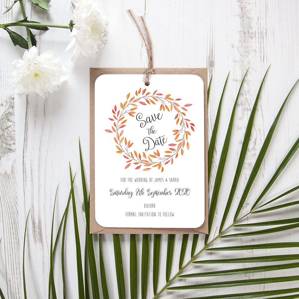 'Autumn Orange' Save the Date Tag