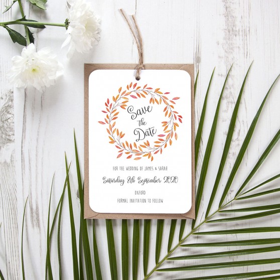 'Autumn Orange' Save the Date Tag