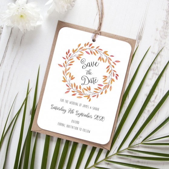 'Autumn Orange' Save the Date Tag