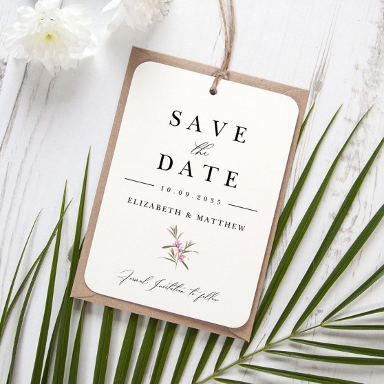 'Pink Botanical PB13' Tag Save the Date Sample