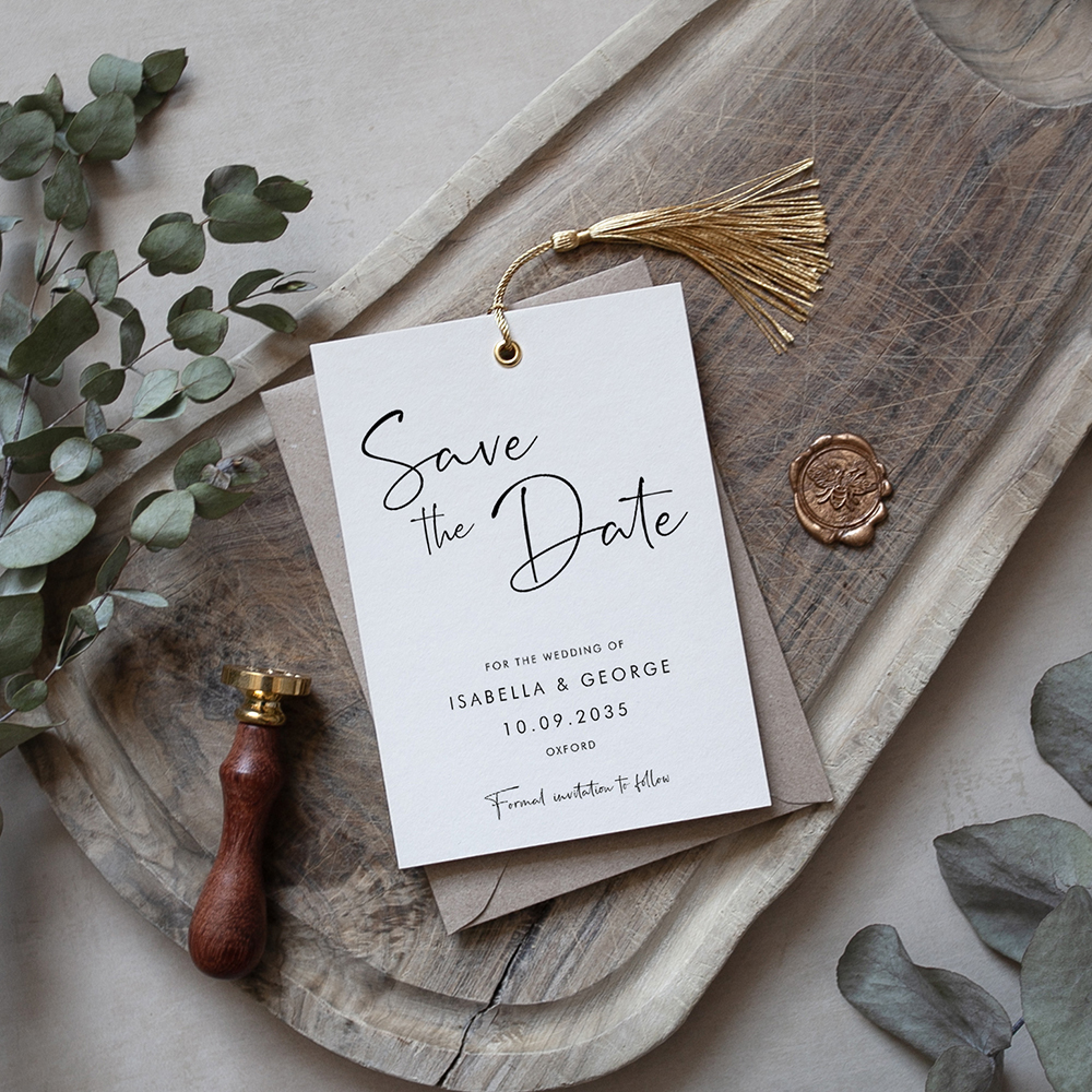 'Calligraphy 5' Hole-punched Save the Date