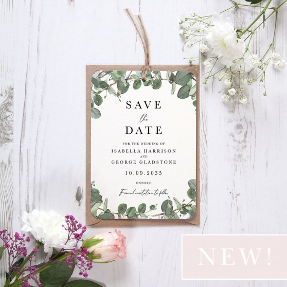 'Campagna Eucalyptus CP04' Tag Save the Date Sample
