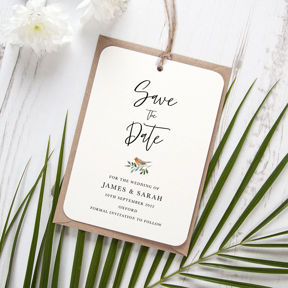 'Christmas Robin' Tag Save the Date Sample