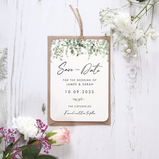 'Classic Eucalyptus CE14' Tag Save the Date Sample