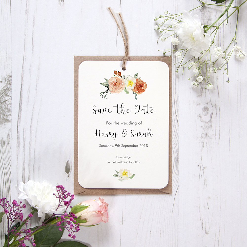 'Dahlia Rose' Save the Date Tag