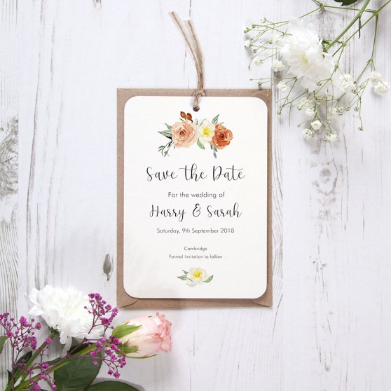'Dahlia Rose' Tag Save the Date Sample
