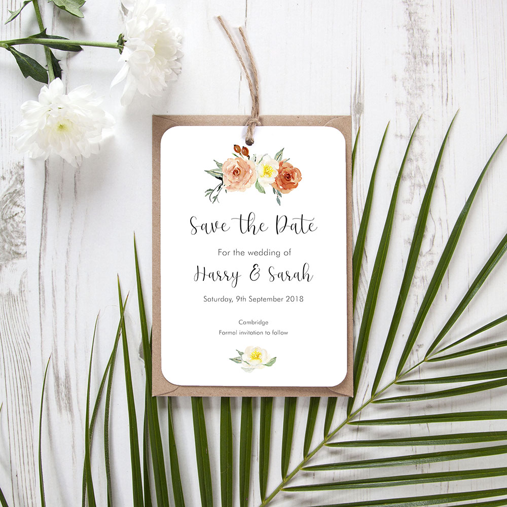 'Dahlia Rose' Save the Date Tag