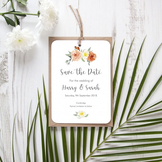 'Dahlia Rose' Save the Date Tag