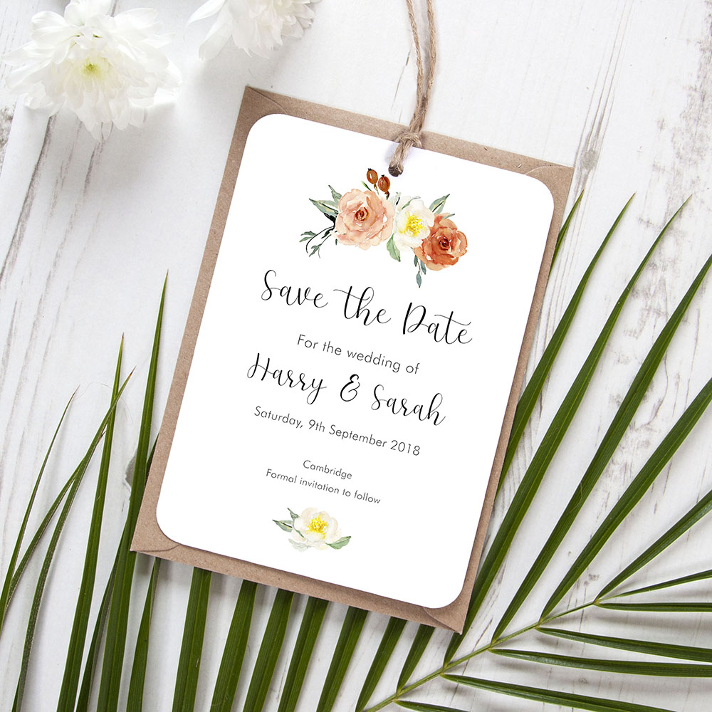 'Dahlia Rose' Save the Date Tag