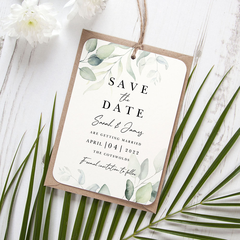 'Dreamy Eucalyptus DE10' Save the Date Tag