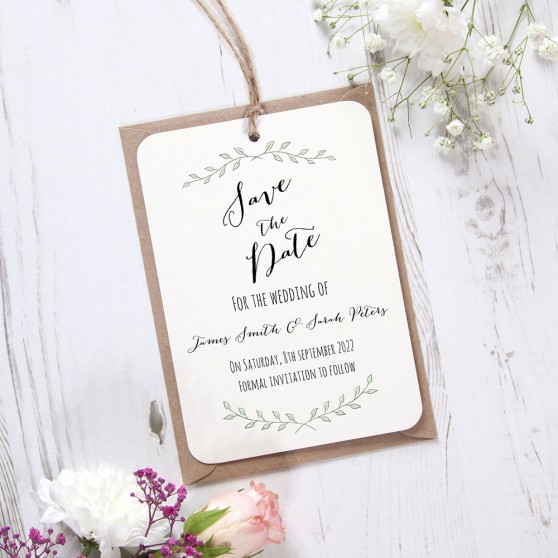 'Green Plant' Tag Save the Date Sample