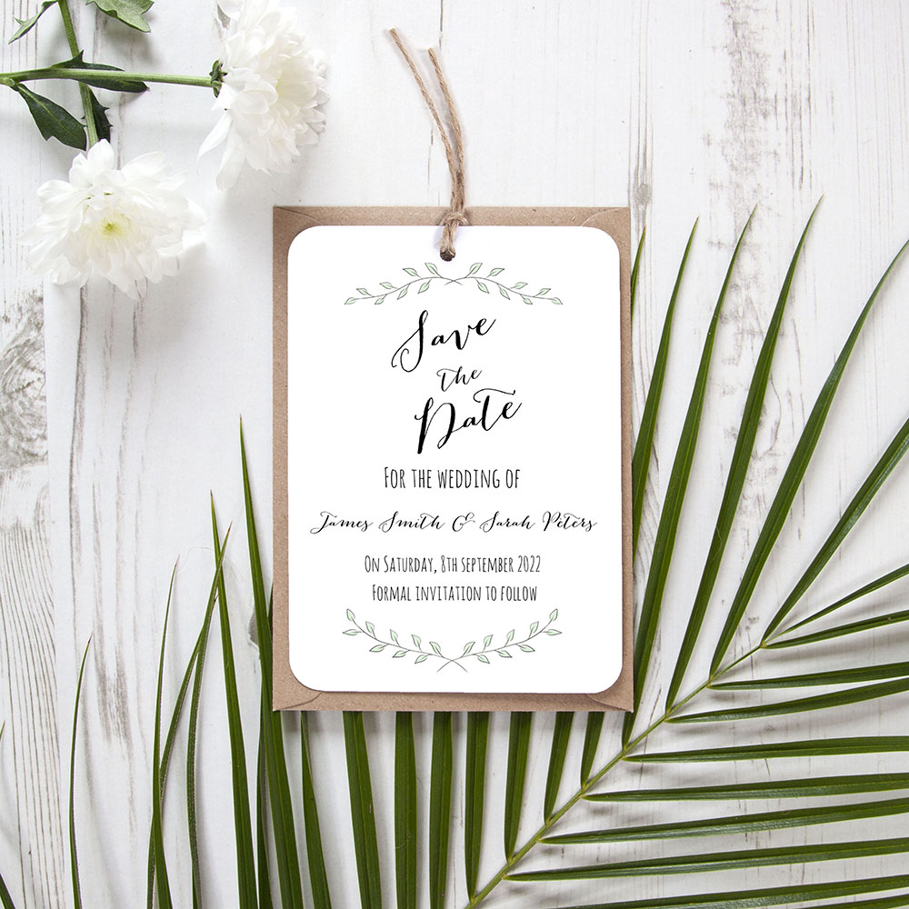 'Green Plant' Tag Save the Date Sample