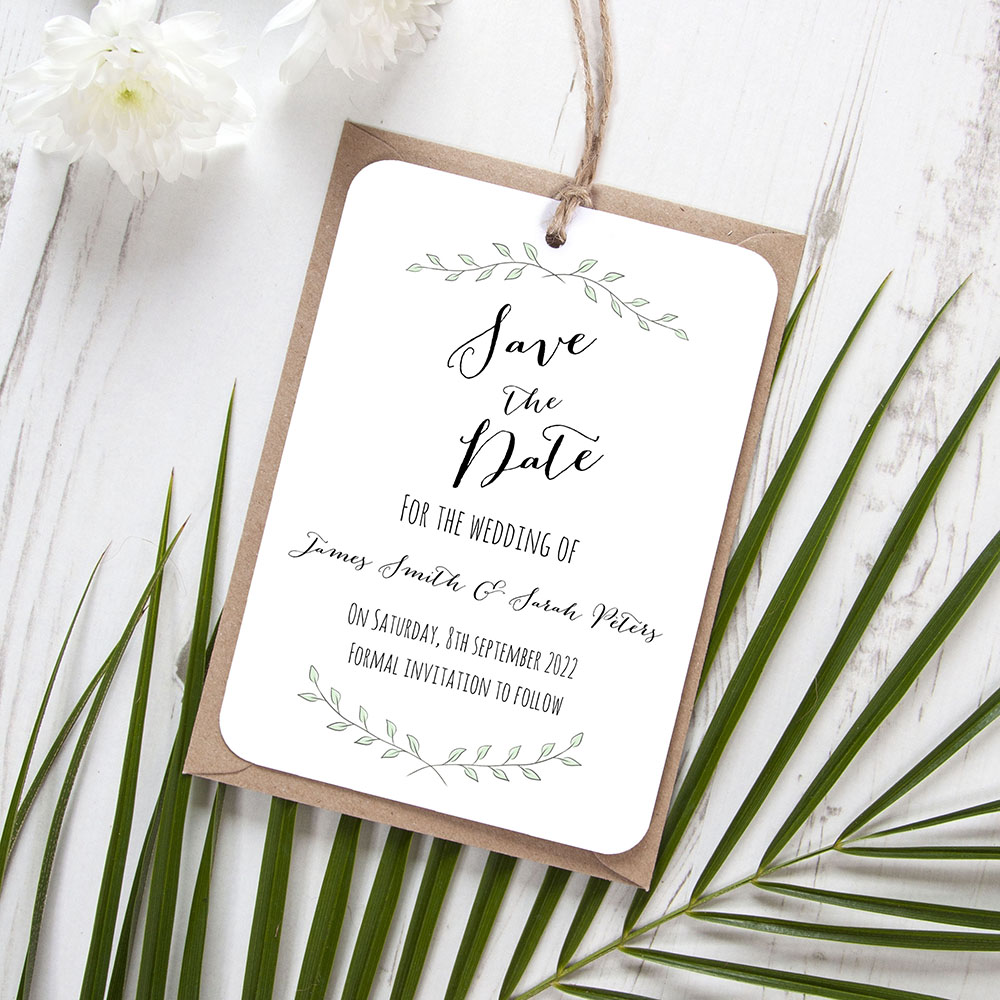 'Green Plant' Tag Save the Date Sample