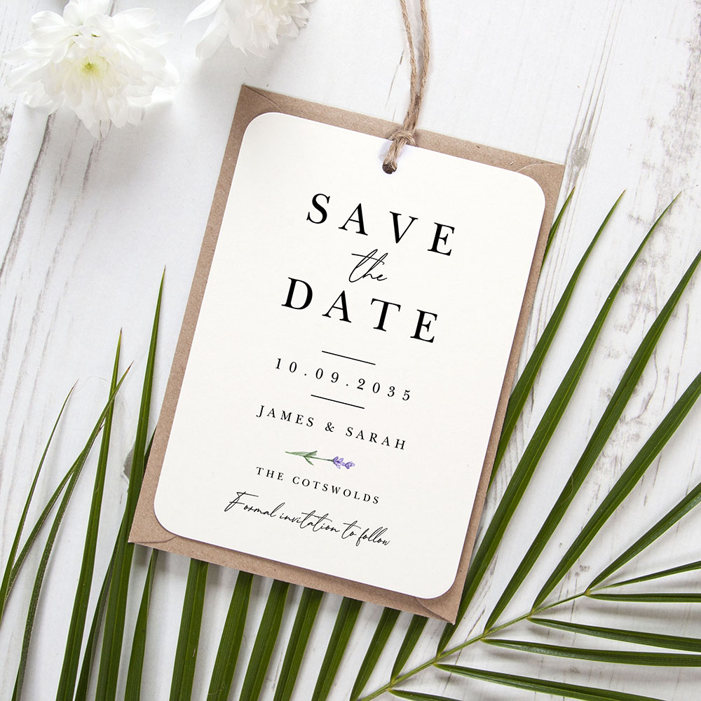 'Lavender L12' Tag Save the Date Sample