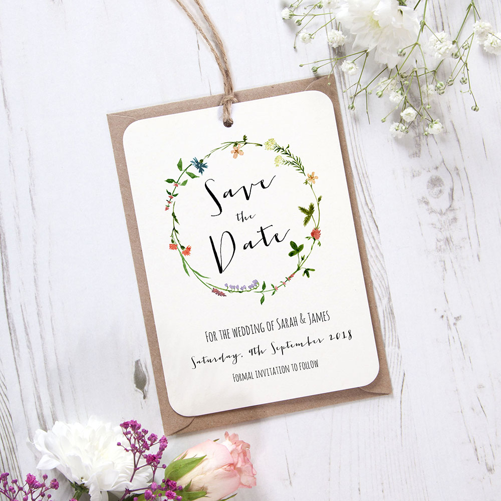 'Meadow Floral' Tag Save the Date Sample