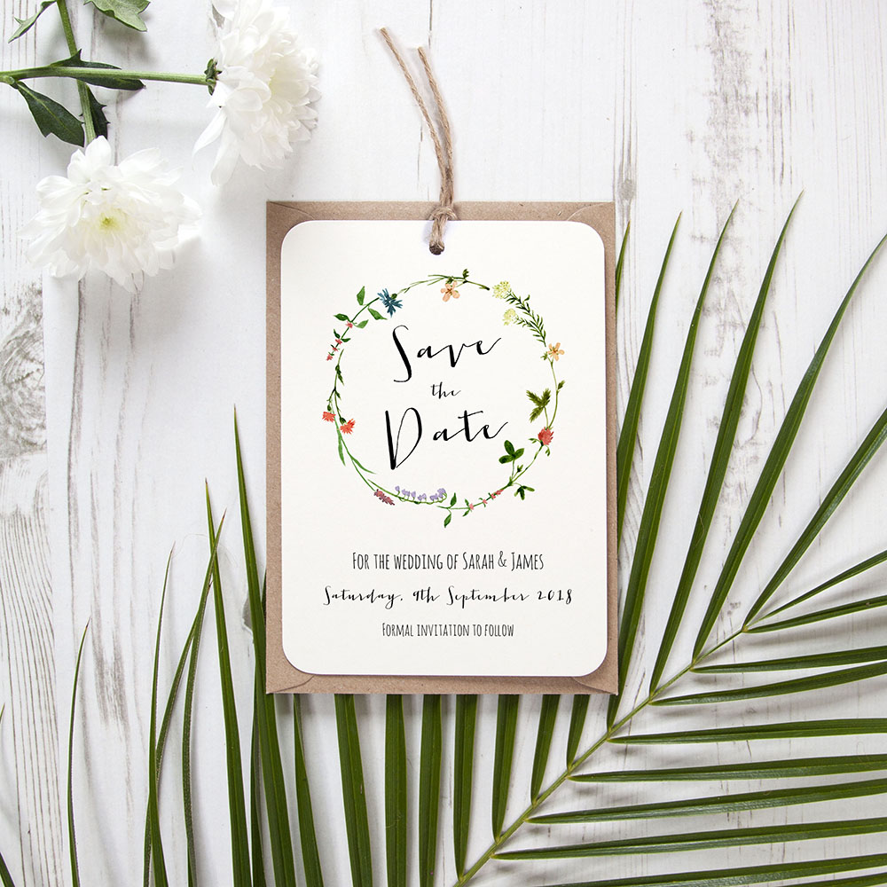 'Meadow Floral' Tag Save the Date Sample