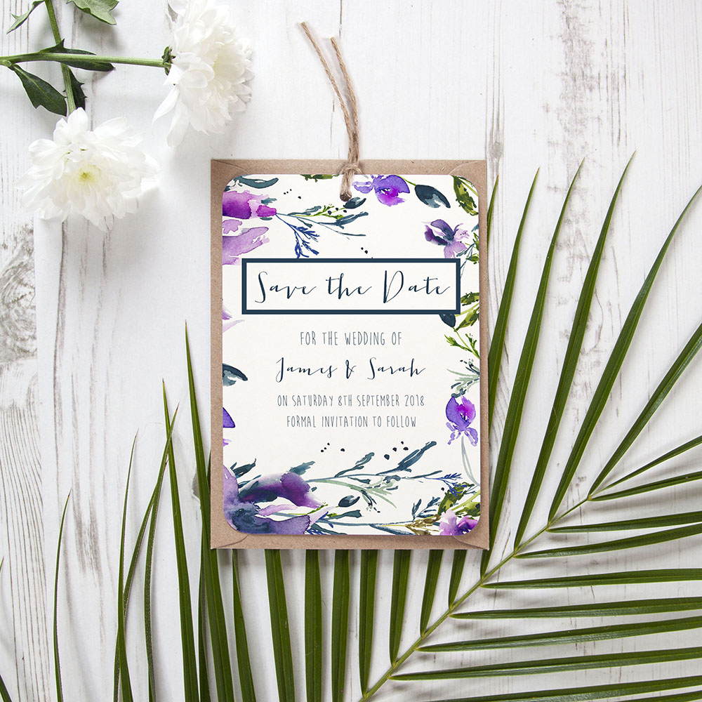 'Midnight Iris' Tag Save the Date Sample