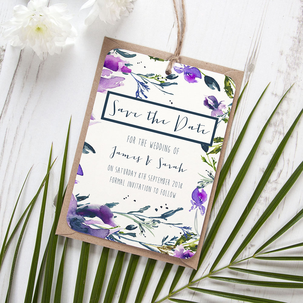 'Midnight Iris' Tag Save the Date Sample