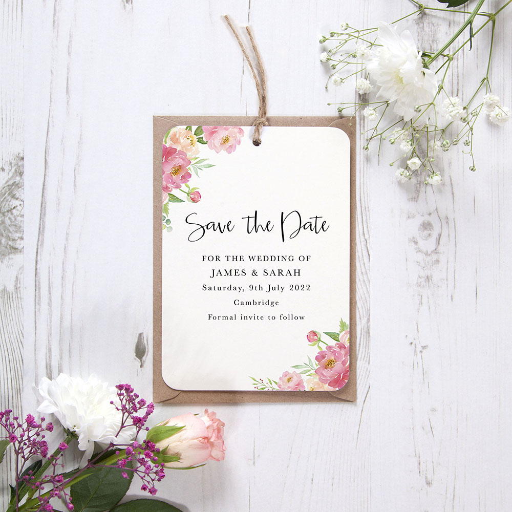 'Peony' Tag Save the Date Sample