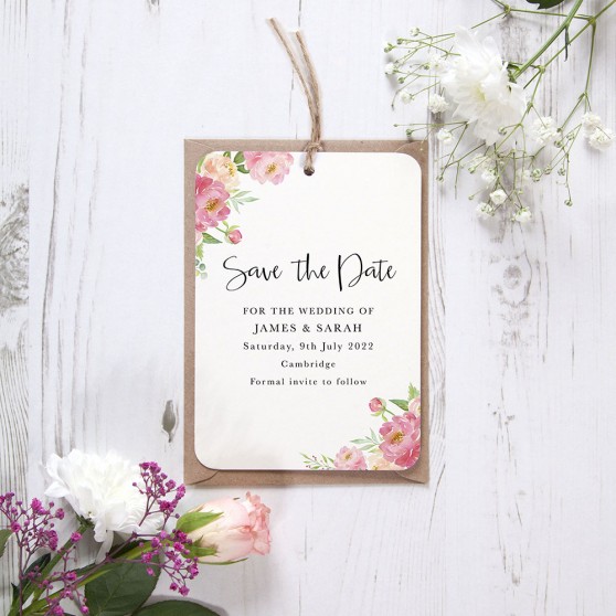 'Peony' Tag Save the Date Sample