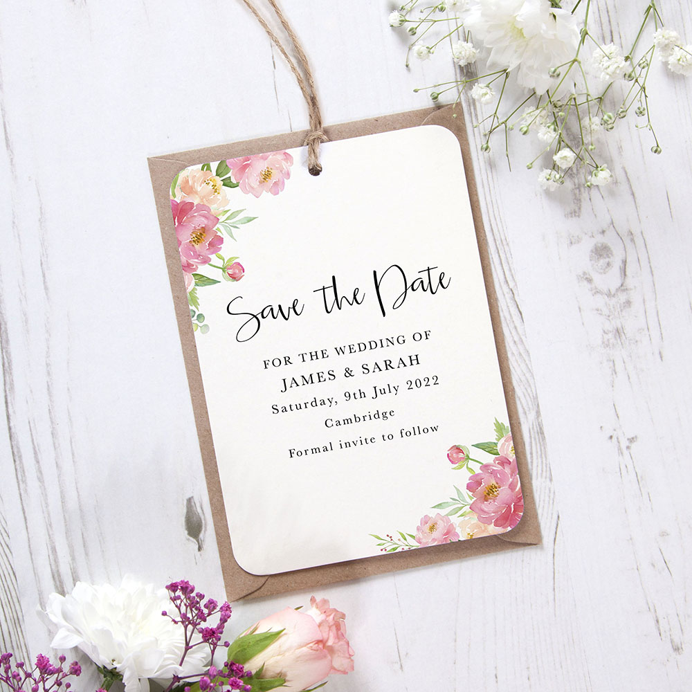 'Peony' Tag Save the Date Sample