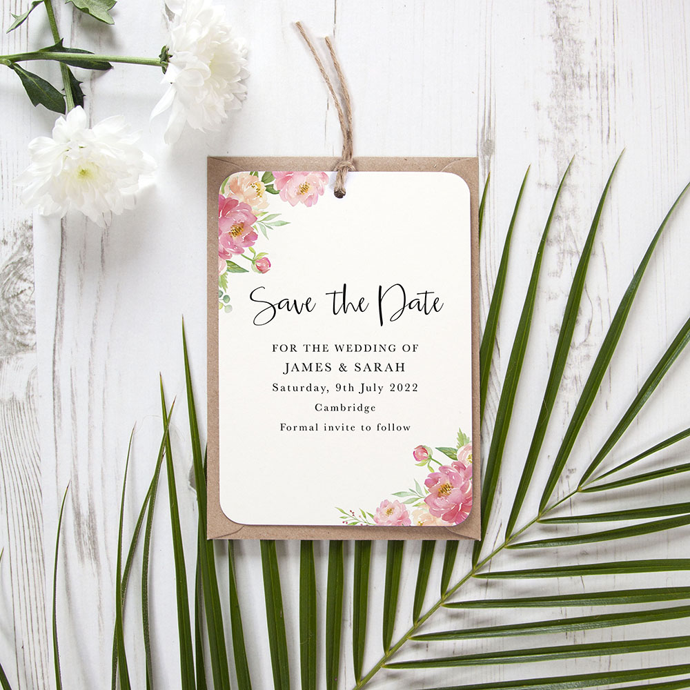 'Peony' Tag Save the Date Sample