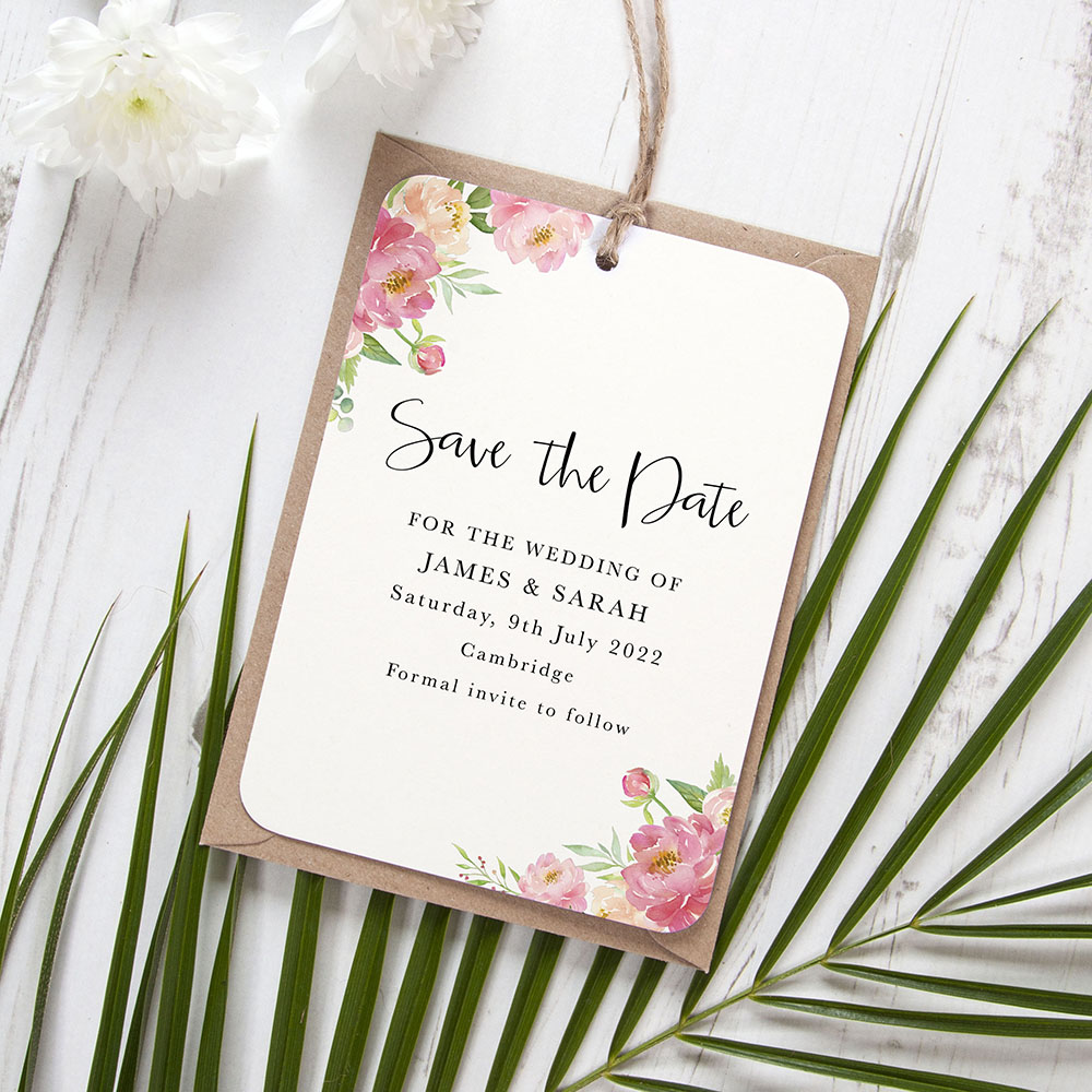 'Peony' Tag Save the Date Sample