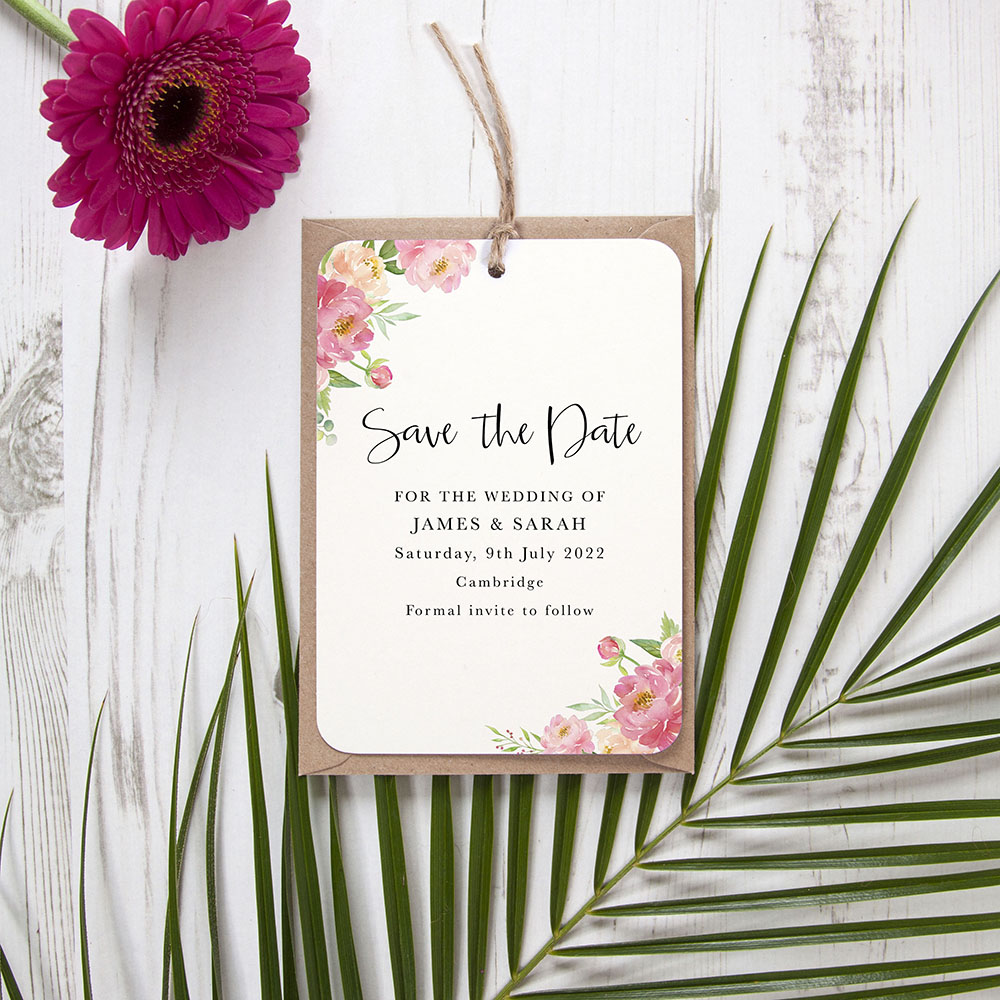'Peony' Tag Save the Date Sample