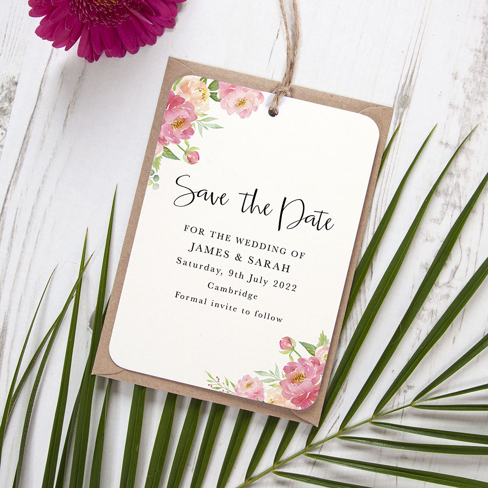 'Peony' Tag Save the Date Sample