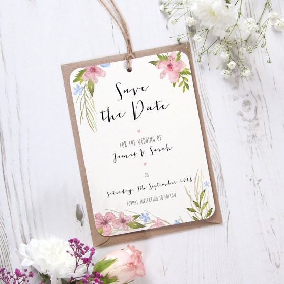 'Pretty in Blue & Pink' Tag Save the Date Sample