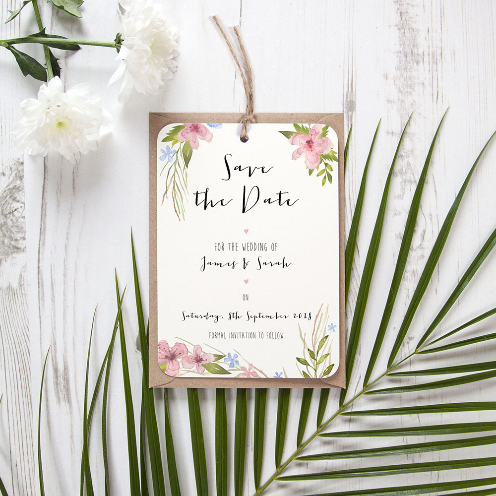 'Pretty in Blue & Pink' Tag Save the Date Sample