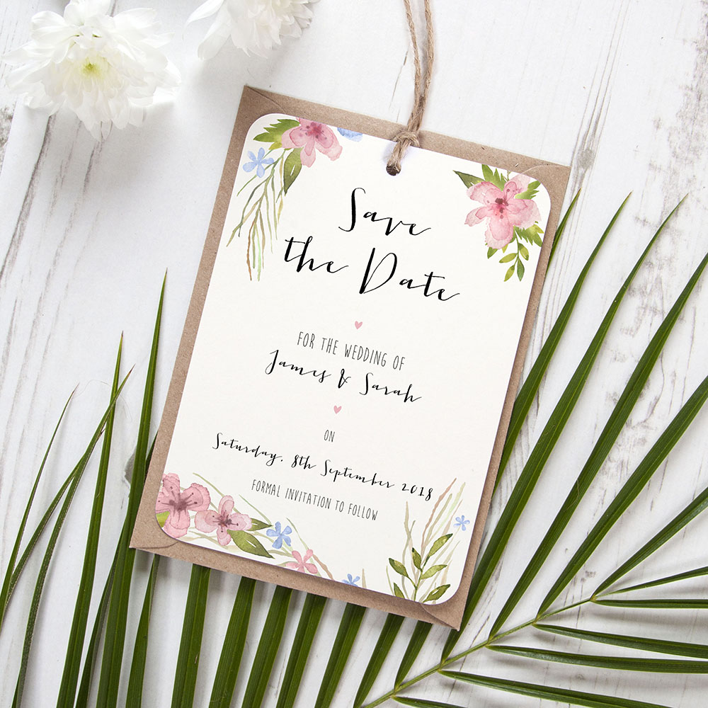 'Pretty in Blue & Pink' Tag Save the Date Sample