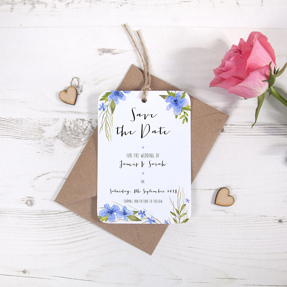 'Pretty in Blue' Tag Save the Date Sample