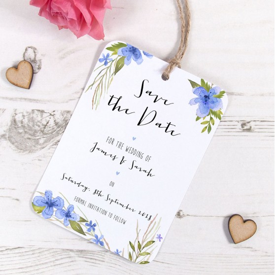 'Pretty in Blue' Tag Save the Date Sample