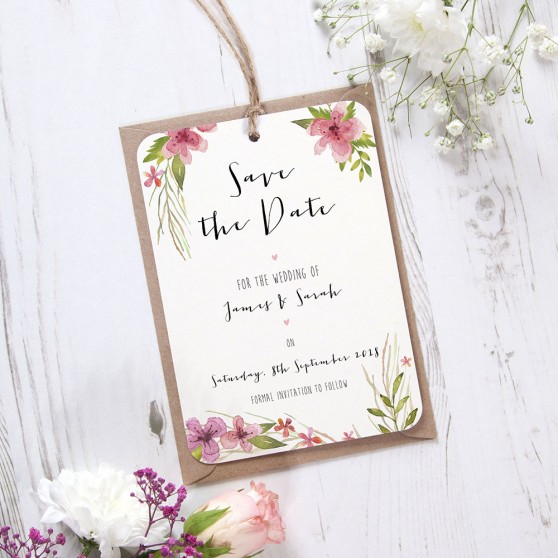 'Pretty in Pink' Tag Save the Date Sample