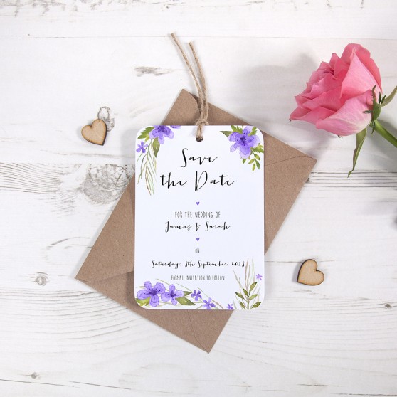 'Pretty in Purple' Save the Date Tag