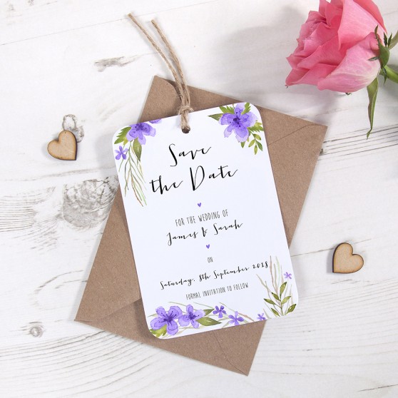 'Pretty in Purple' Tag Save the Date Sample