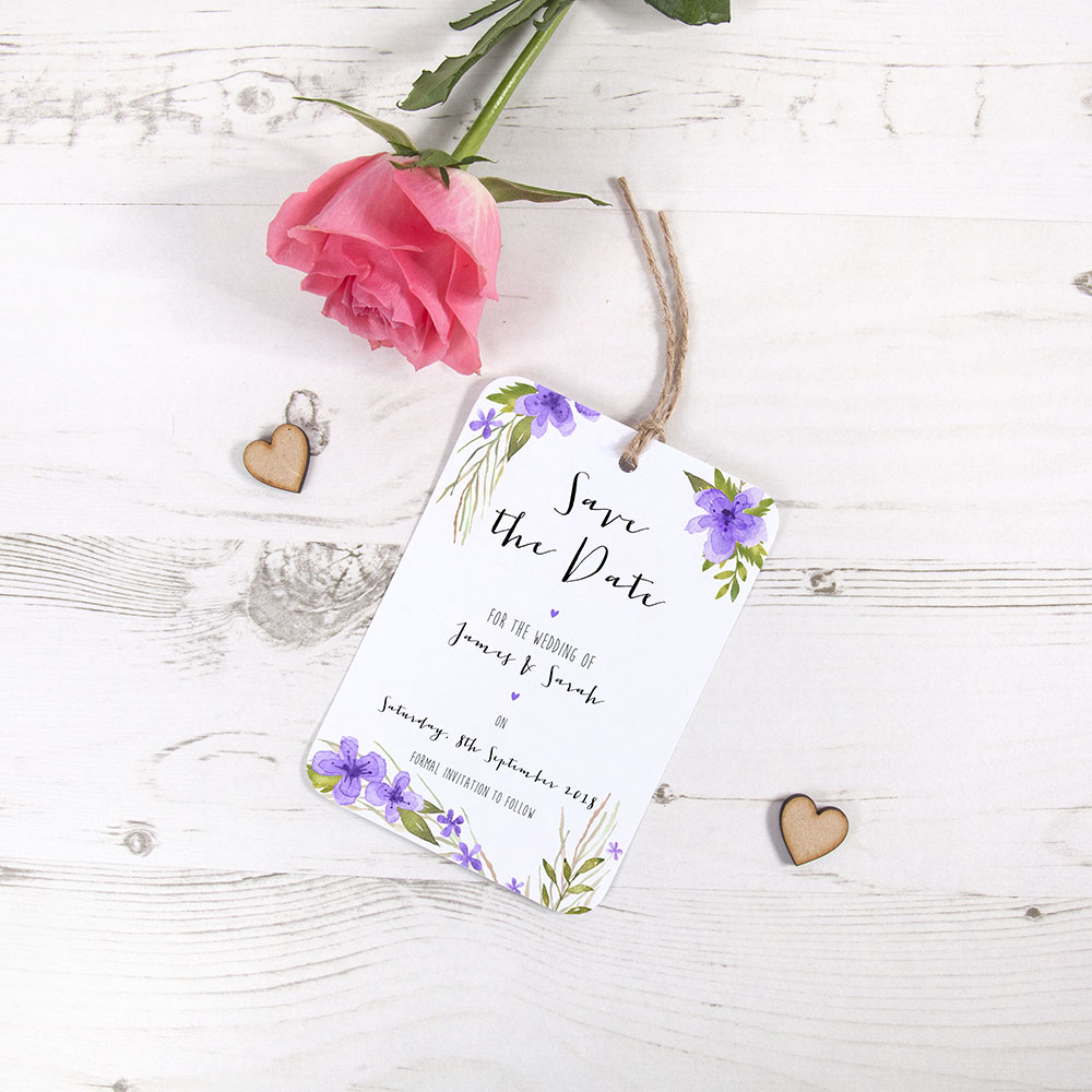 'Pretty in Purple' Save the Date Tag