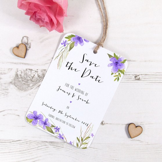 'Pretty in Purple' Tag Save the Date Sample