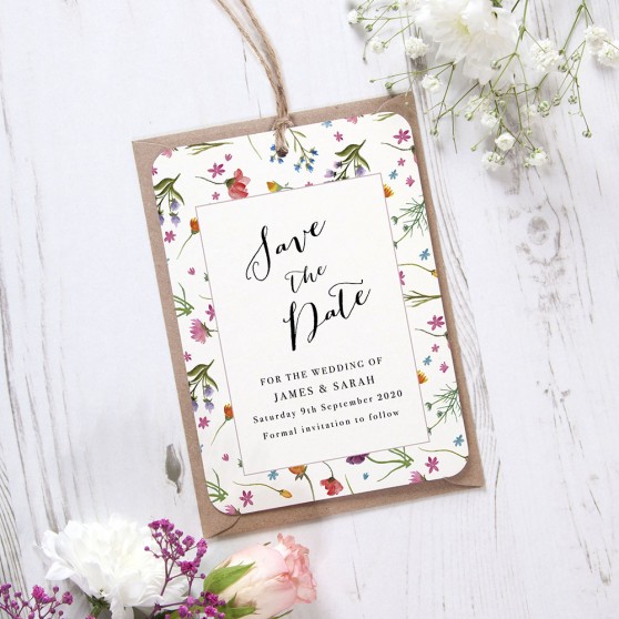 Wild Floral Multi' Save the Date Tag
