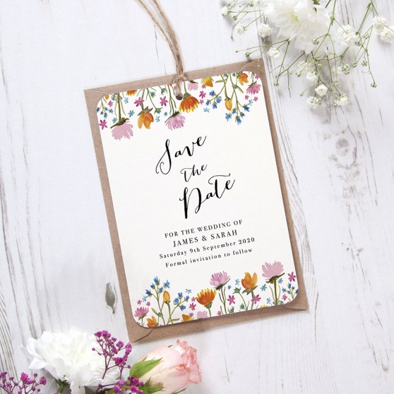 'Wild Floral Multi' Tag Save the Date Sample